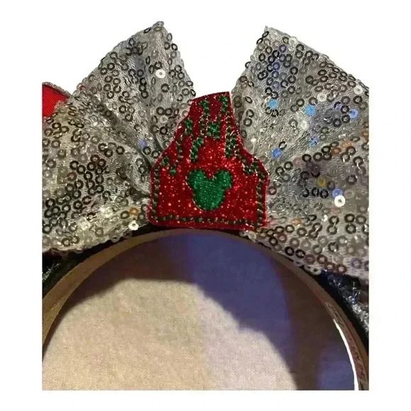 Disney Minnie Mouse Ears Christmas Ears with Silver Bow - Picture 5 of 8